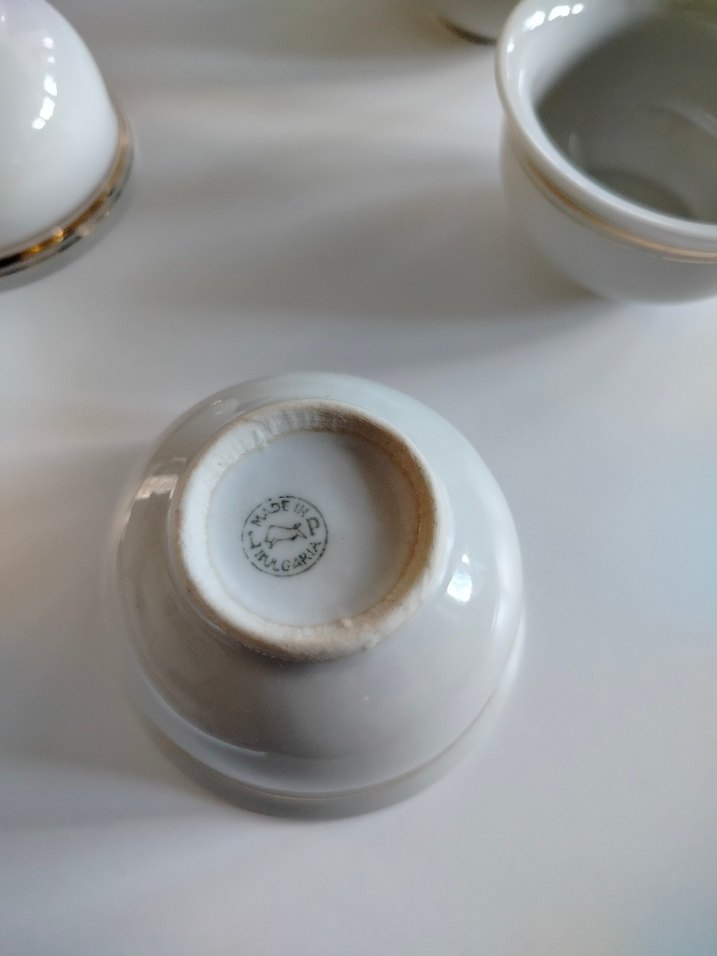 Gold Çizgili Beyaz Seramik vintage 4 Adet Bardak Seti - Görsel 4