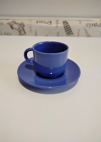 Renkli Vintage Seramik Büyük Boy Fincan ve Tabak Seti 4'lü - Görsel 4