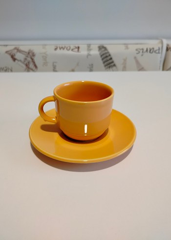 Renkli Vintage Seramik Büyük Boy Fincan ve Tabak Seti 4'lü - Görsel 3