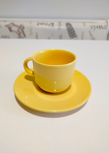 Renkli Vintage Seramik Büyük Boy Fincan ve Tabak Seti 4'lü - Görsel 2