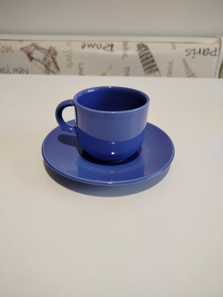 Renkli Vintage Seramik Büyük Boy Fincan ve Tabak Seti 4'lü - Görsel 4