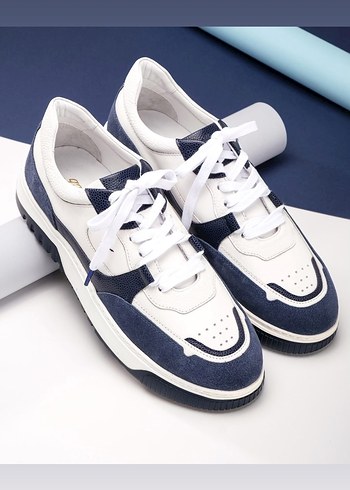 Şişme Tabanlı Erkek Beyaz Spor Ayakkabı iç dış deri - Görsel 17