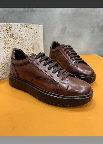 Şişme Tabanlı Erkek Beyaz Spor Ayakkabı iç dış deri - Görsel 12