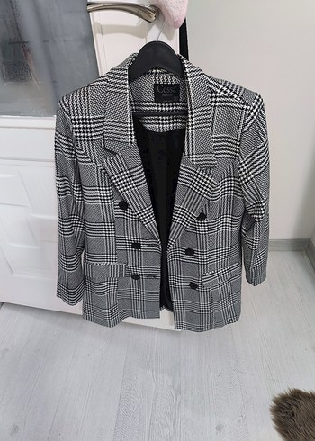 Zara Sikligin Simgesi Siyah Beyaz Ekose Blazer