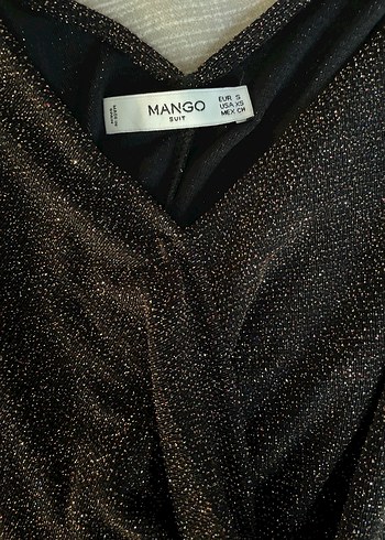 Mango suit Siyah Drapeli V Yaka Midi Abiye Elbise - Görsel 5