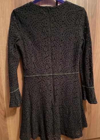 Siyah Dantelli Midi Elbise - Görsel 5