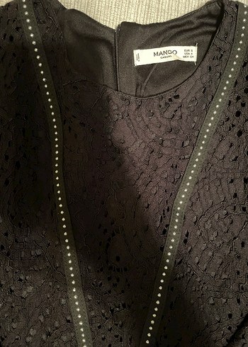 Siyah Dantelli Midi Elbise - Görsel 3