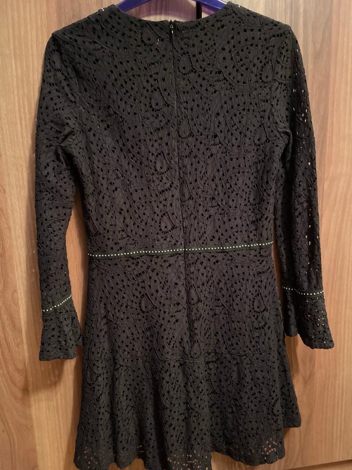 Siyah Dantelli Midi Elbise - Görsel 5