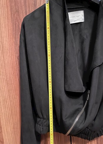 Siyah süet ceket dökümlü yaka çapraz fermuarlı - Görsel 4
