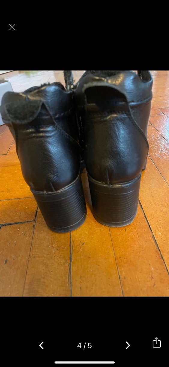 Siyah Deri Topuklu Bağcıklı Kadın Bot - Görsel 4