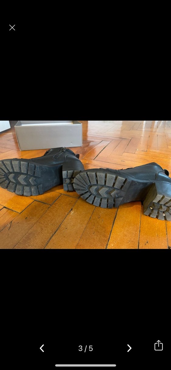 Siyah Deri Topuklu Bağcıklı Kadın Bot - Görsel 3