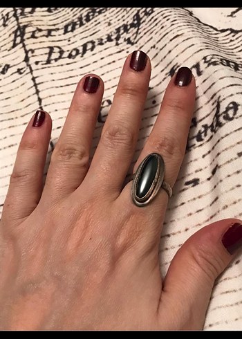 Gri Oval Vintage Kadın Yüzük - Görsel 2