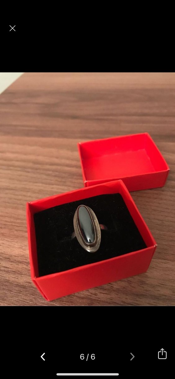 Gri Oval Vintage Kadın Yüzük - Görsel 4