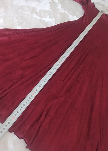 Bordo Pilili Uzun Kollu can elbise - Görsel 3