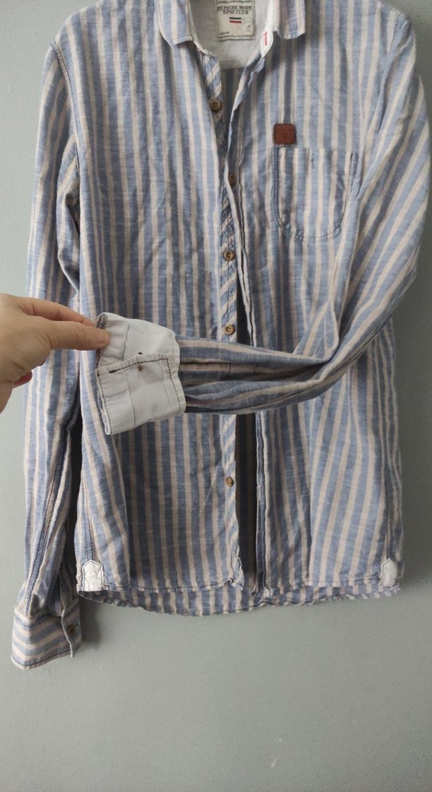 Uzun Kollu Çizgili Keten Erkek Gömlek - Görsel 4