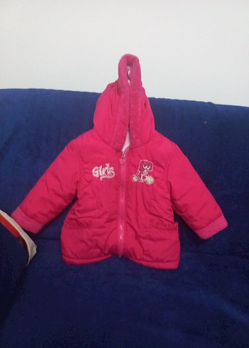 Kız Çocuk Kapüşonlu Fermuarlı Pembe Mont