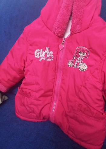 Diğer Kız Çocuk Kapüşonlu Fermuarlı Pembe Mont