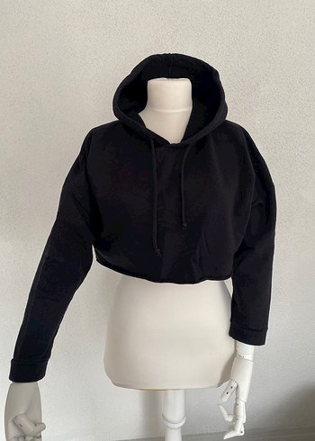 Siyah Kapüşonlu Oversize Sweatshirt