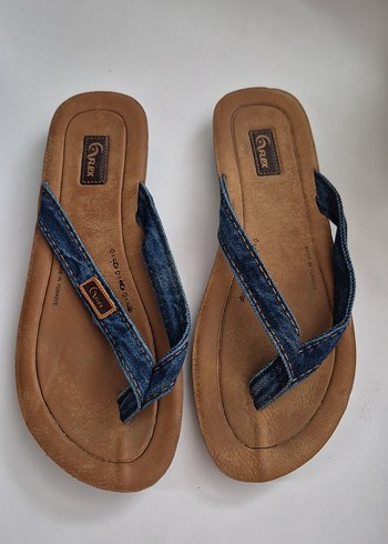 Tokalı Mavi Denim Terlik