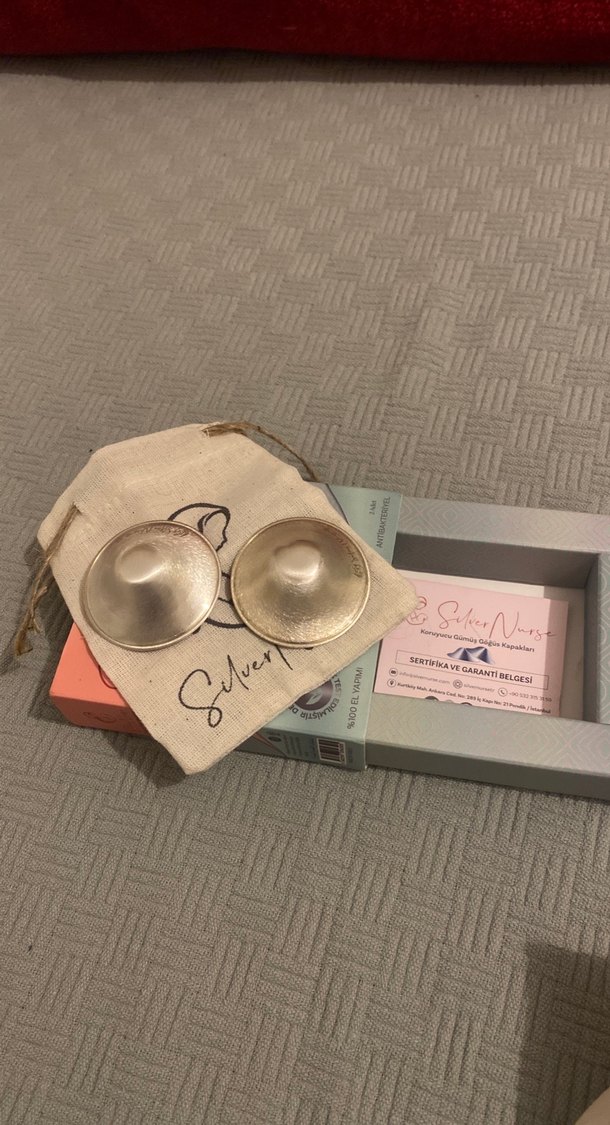 Gri Baskılı Emzirme Göğüs gümüş kapak - Görsel 2
