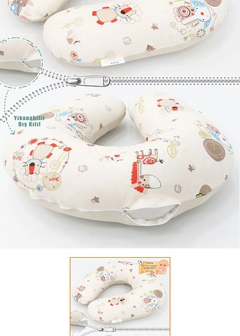 Baskılı Gri Beyaz Emzirme ve Hamile Yastığı - Görsel 3