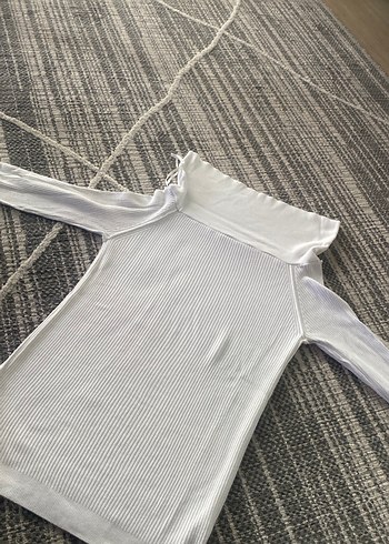 Beyaz Kayık Yaka İnce Triko Kadın Kazak - Görsel 3