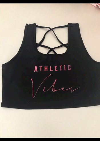 Siyah V Yaka Atletik Crop Top - Görsel 5