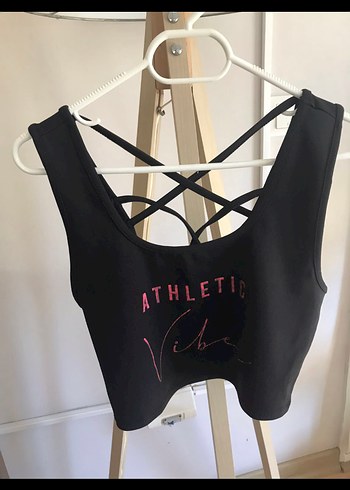 Siyah V Yaka Atletik Crop Top - Görsel 3