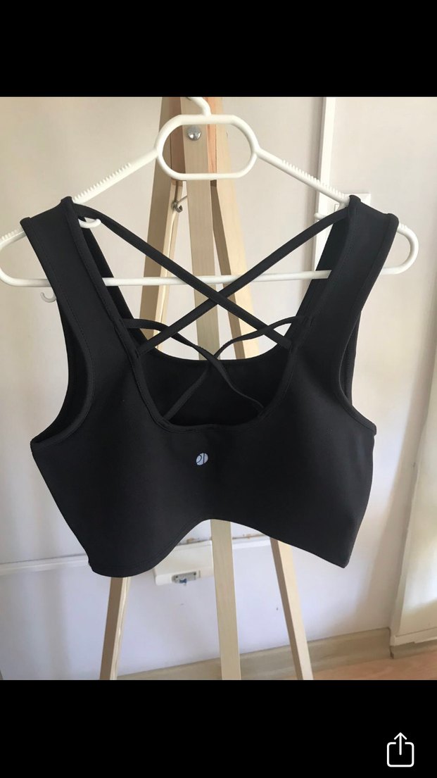 Siyah V Yaka Atletik Crop Top - Görsel 4