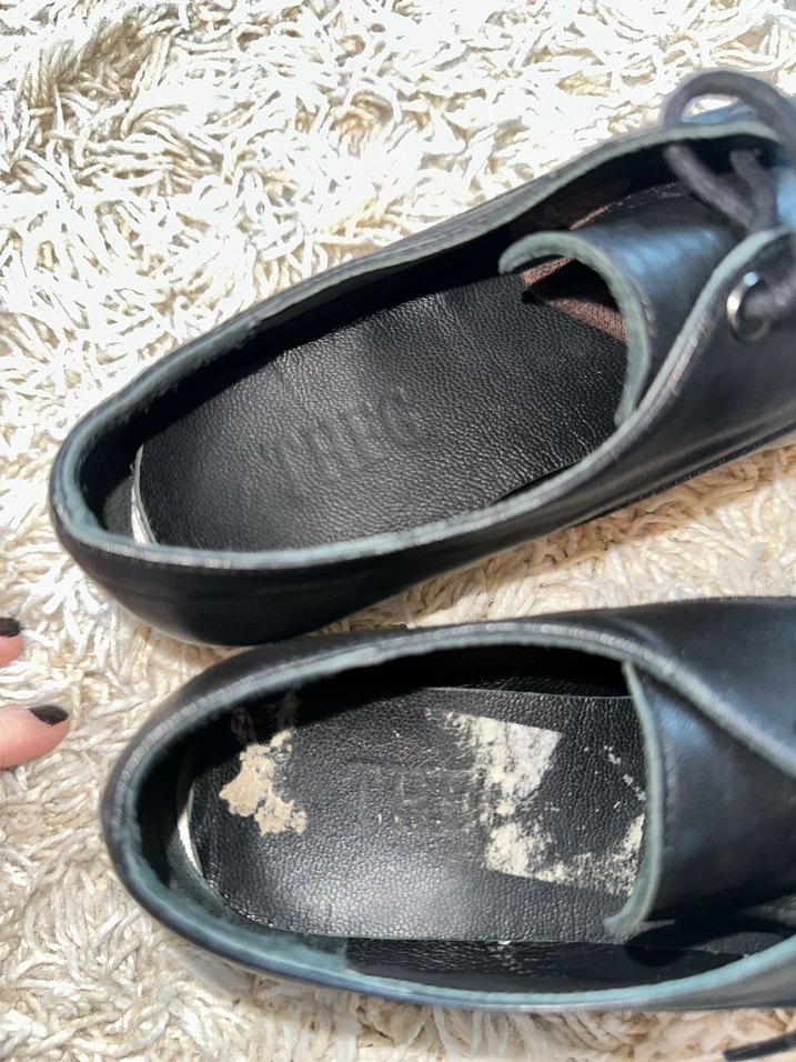 Siyah Deri Dolgu Topuklu Bağcıklı Kadın Ayakkabı - Görsel 5