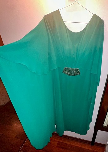 Yeşil Drapeli Uzun Abiye Elbise - Görsel 7