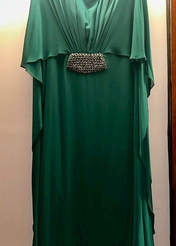 Yeşil Drapeli Uzun Abiye Elbise - Görsel 2