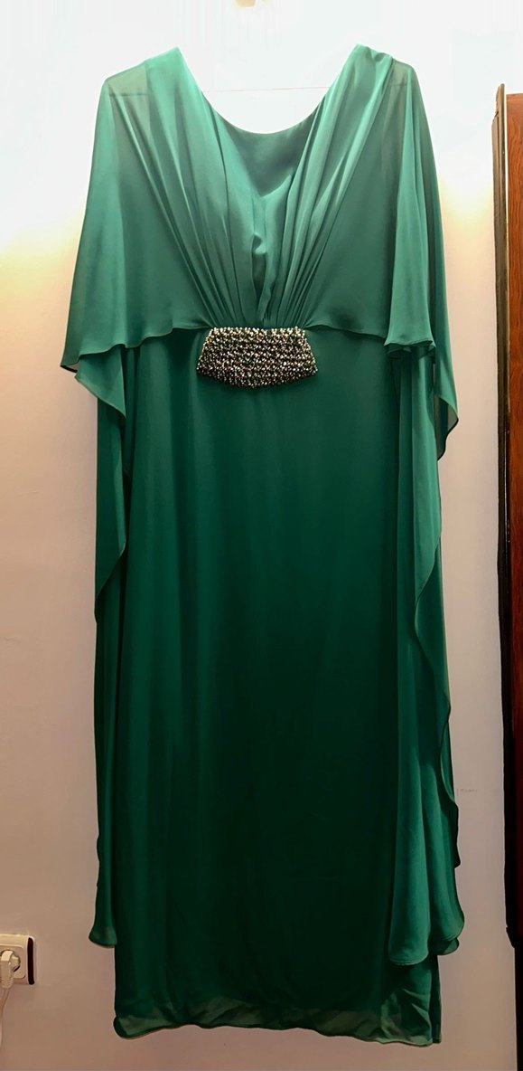 Yeşil Drapeli Uzun Abiye Elbise - Görsel 2