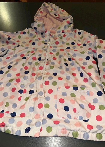 Düğmeli Puantiyeli Kız Yağmurluk - Görsel 6