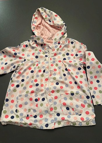 Düğmeli Puantiyeli Kız Yağmurluk - Görsel 7