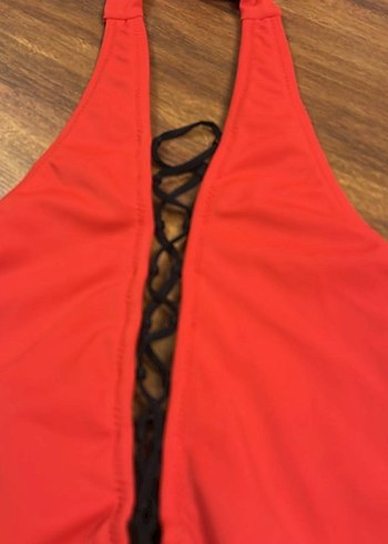 Kırmızı Kadın Uzun Mayo - Görsel 3