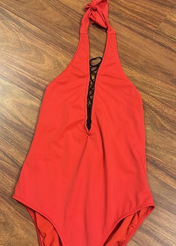 Kırmızı Kadın Uzun Mayo - Görsel 2