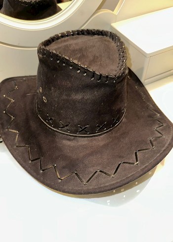 Kahverengi Süet Bohem kovboy Şapka - Görsel 3