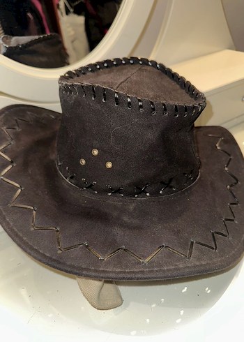 Kahverengi Süet Bohem kovboy Şapka - Görsel 2