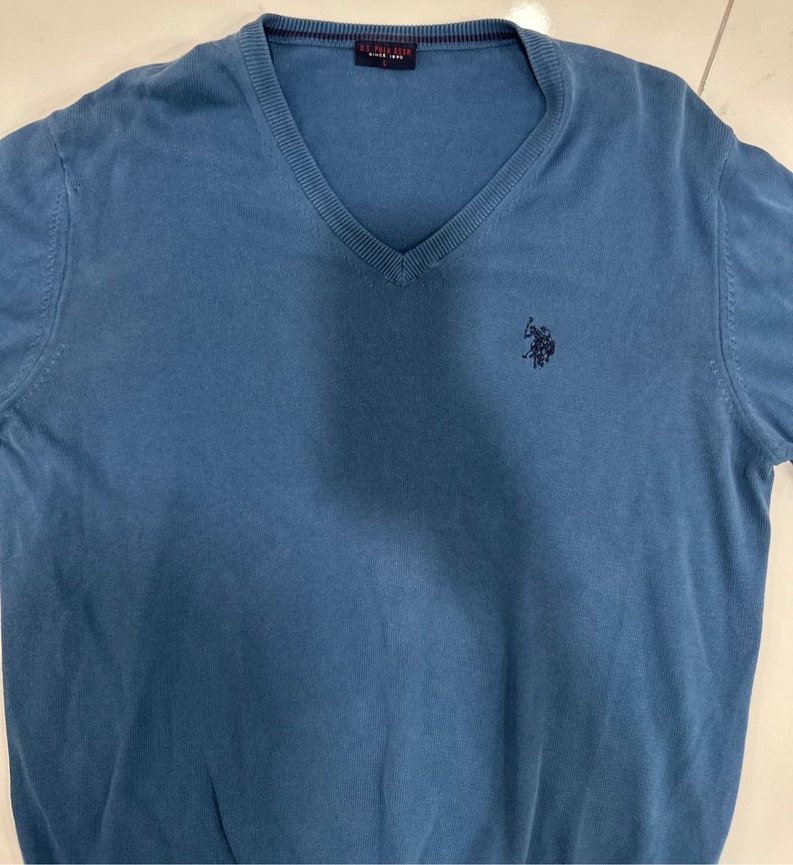 Erkek Lacivert V Yakalı Kısa Kollu Polo Tişört - Görsel 4