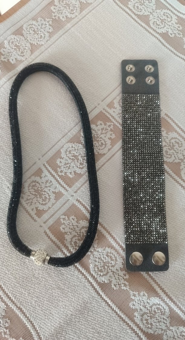 Rock Punk Elastik Bileklik ve kolye - Görsel 2