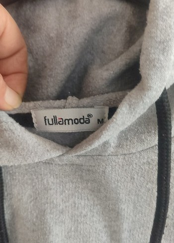 Gri Kapüşonlu Kadın Sweatshirt - Görsel 2