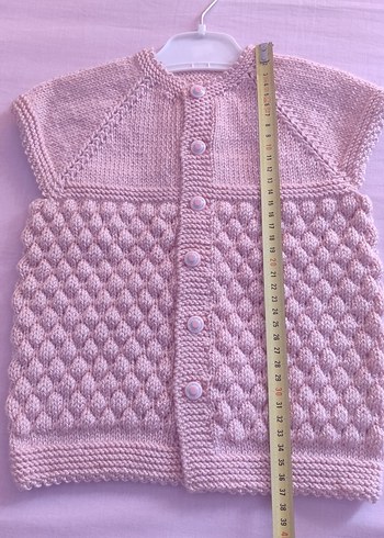 Kız Çocuk Pembe Örgü Kolsuz yelek - Görsel 2