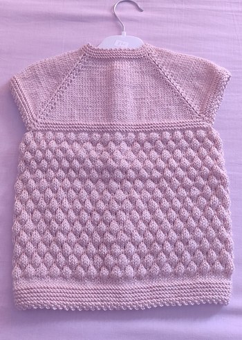 Kız Çocuk Pembe Örgü Kolsuz yelek - Görsel 5