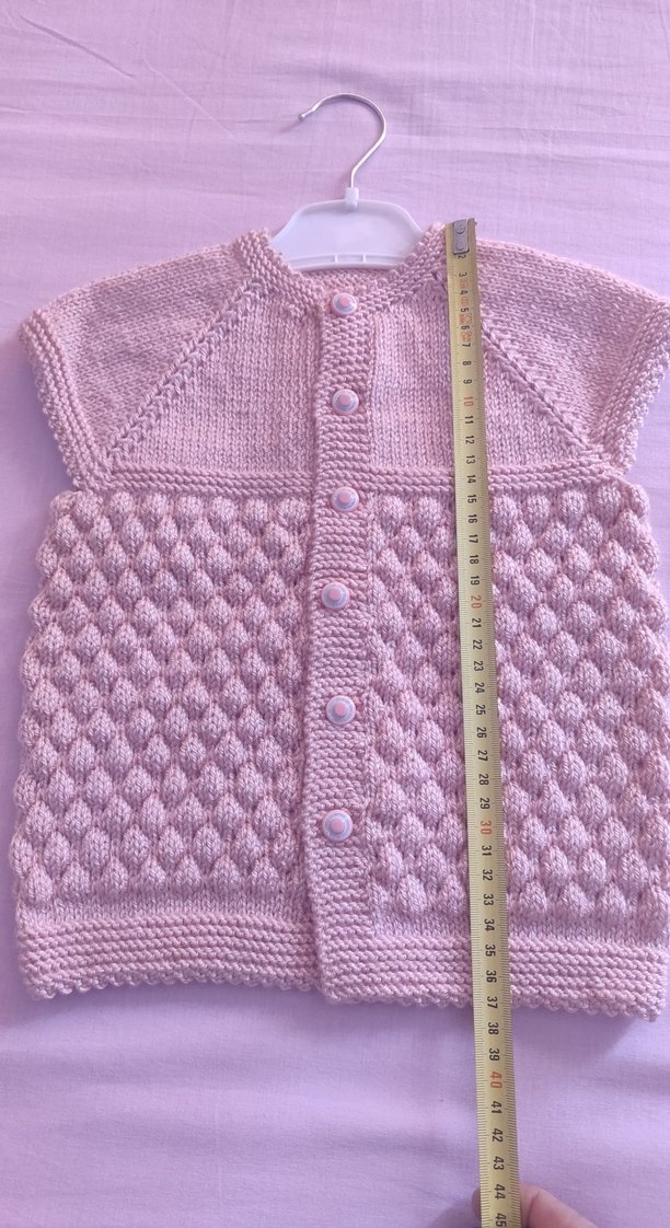 Kız Çocuk Pembe Örgü Kolsuz yelek - Görsel 2