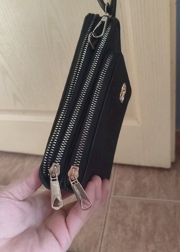 Siyah Deri Kadın Postacı Çantası Fermuarlı - Görsel 2