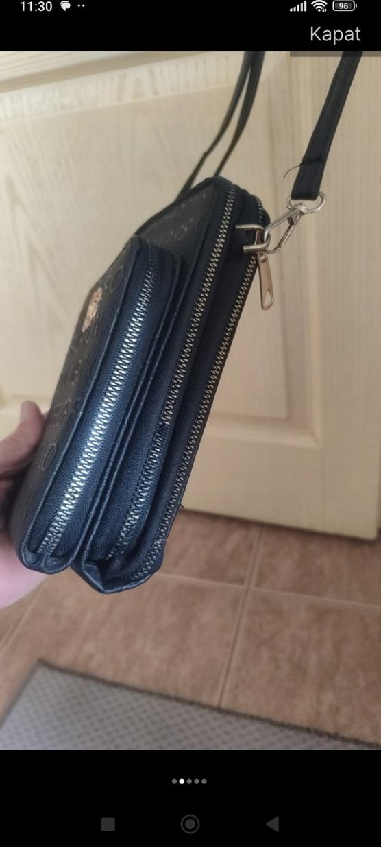 Siyah Deri Kadın Postacı Çantası Fermuarlı - Görsel 3