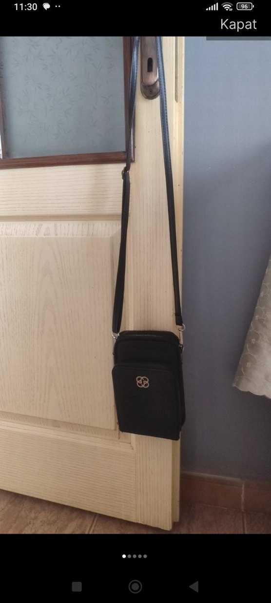 Siyah Deri Kadın Postacı Çantası Fermuarlı - Görsel 4