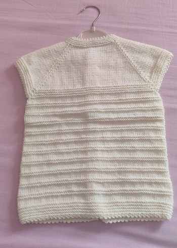 Beyaz Örgü Kız Çocuk Kolsuz yelek - Görsel 6