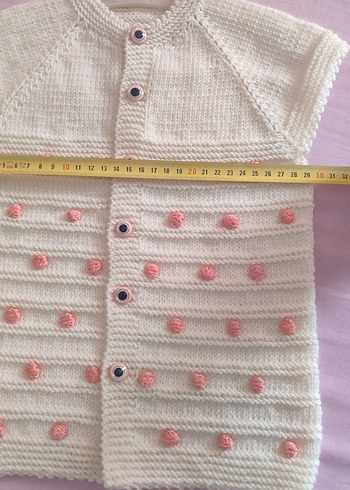 Beyaz Örgü Kız Çocuk Kolsuz yelek - Görsel 3